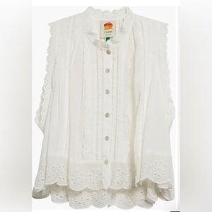 ISO Farm Rio Eyelet High-Low Cropped Top XL